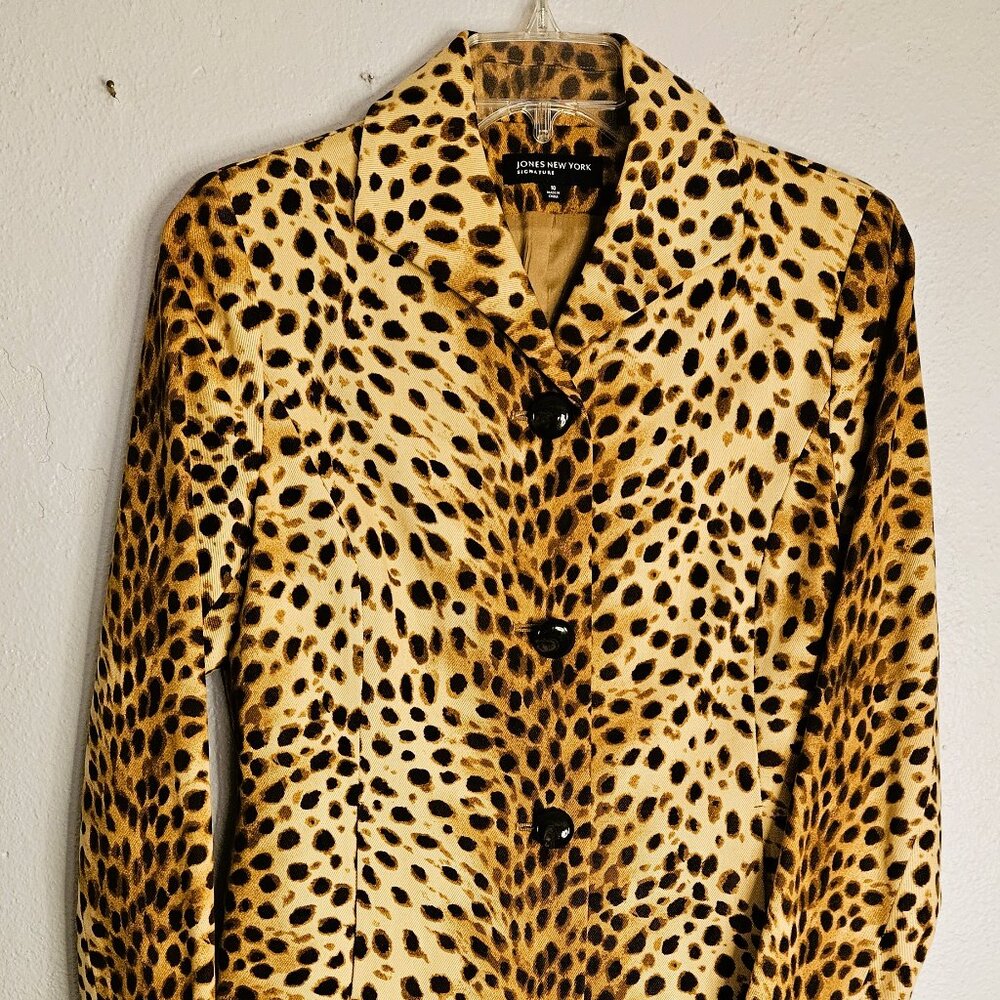 Jones New York Leopard Print Blazer in Tan and Brown